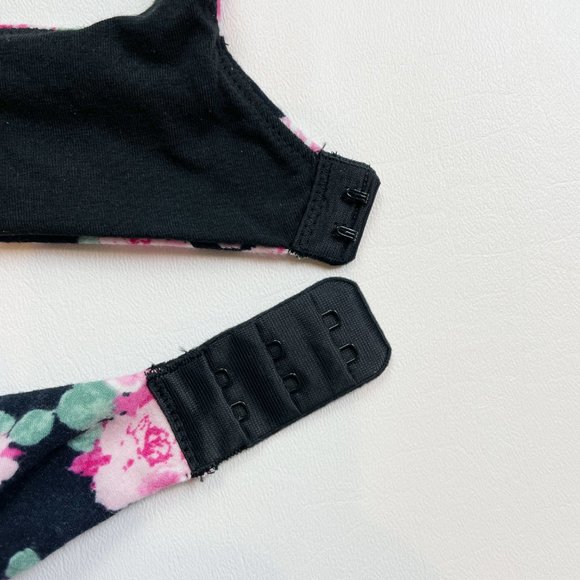 NWOT Victoria's Secret Bra 32B T-Shirt Push-Up Full Coverage Black Floral - Picture 5 of 8